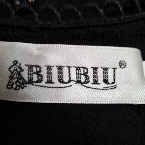 Modest Midi Asymmetric Hem Dress Size 2XL BIU BIU Black Long Sleeve Round Neck - Picture 15 of 16